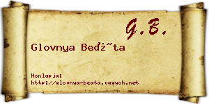 Glovnya Beáta névjegykártya
